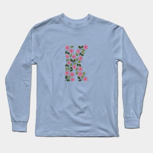 Floral Monogram Letter K Long Sleeve T-Shirt